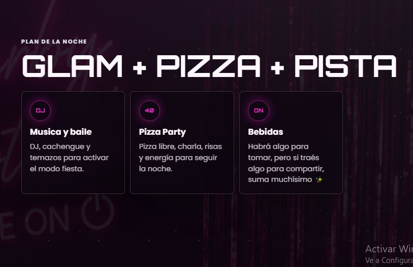 Pantalla 3 de 6: plan de la noche de Barby Virtual