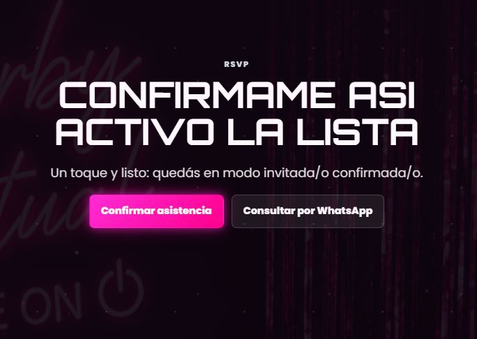 Pantalla 6 de 6: confirmaci&oacute;n de asistencia de Barby Virtual
